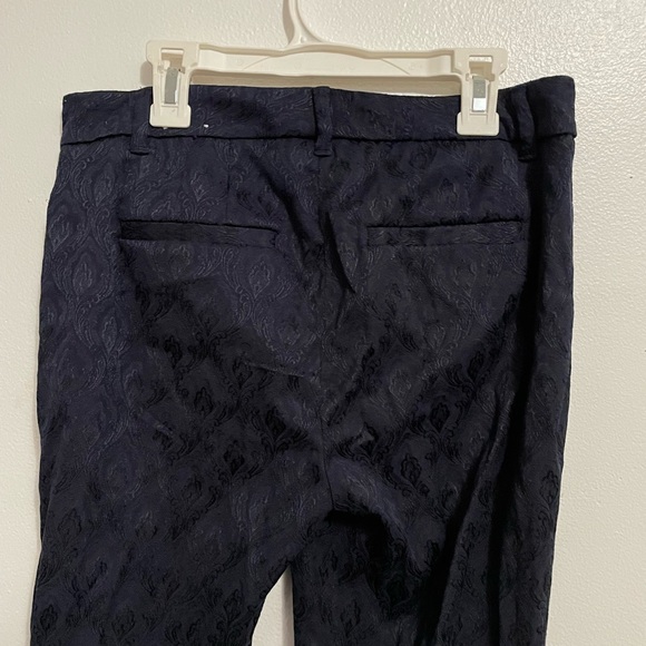 WHBM Slim Ankle Jacquard Pants | Size 2 | Textured Navy Trousers Workwear - Picture 2 of 5